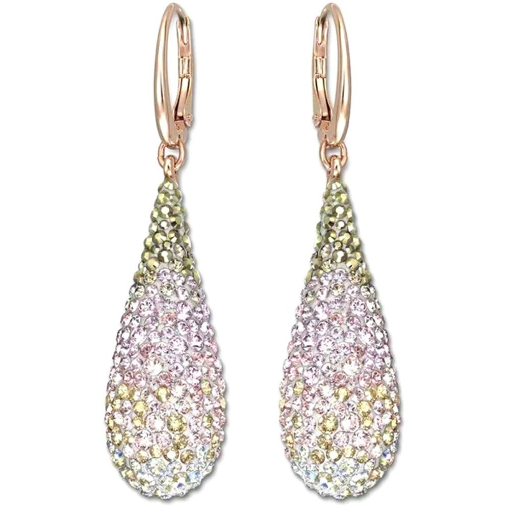 Swarovski Louise Drop Earrings Abstract Gold Gradient Crystal Teardrop Signed
